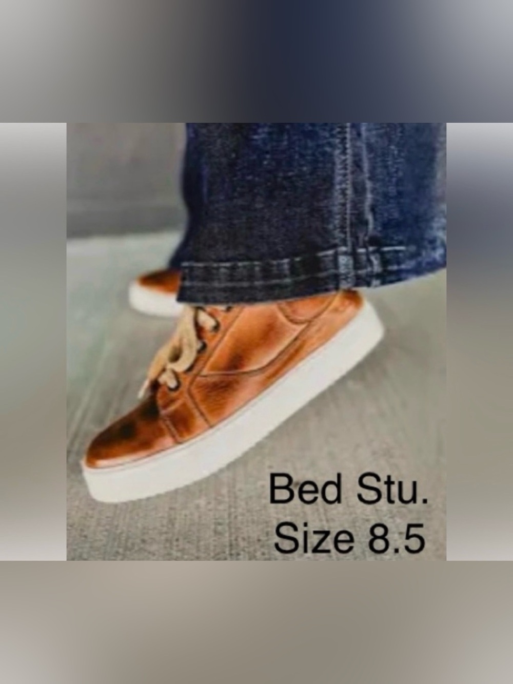 BED|STU Leather Sneakers in Cognac all leather- authentic-NEW 8-1/2